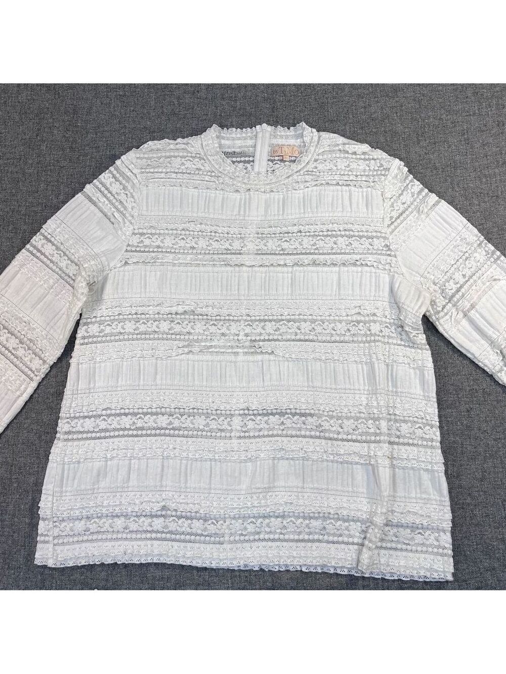 by TiMo White Floral Lace Long Sleeve Top Blouse Coquette Cottagecore XL